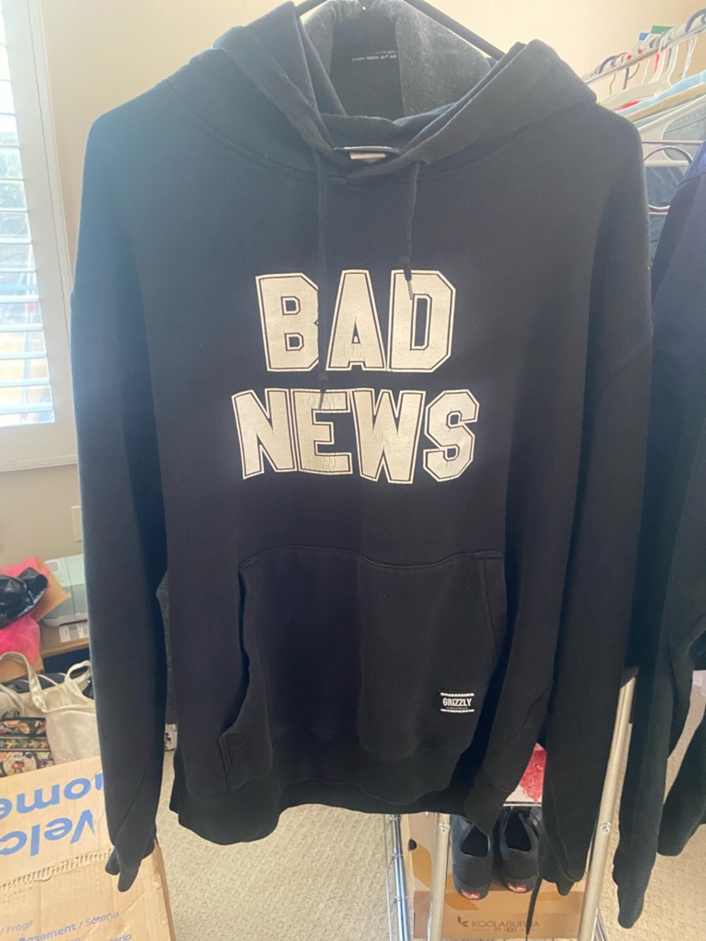 Diamond Supply Co. Black Hoodie with White "BAD NEWS" Graphic